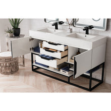 Load image into Gallery viewer, James Martin Columbia 59&quot; Glossy White - Matte Black Double Vanity