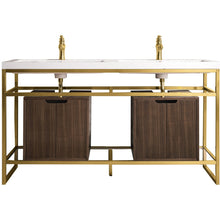 Load image into Gallery viewer, James Martin Boston 63&quot; Radiant Gold Stainless Steel Sink Console (Double Basins) With Cabinet- James Martin
