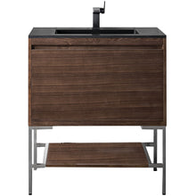 Load image into Gallery viewer, James Martin Milan 31.5&quot; Mid Century Walnut - Brushed Nickel Single Vanity with Base- James Martin