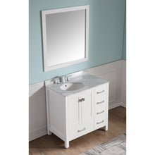 Load image into Gallery viewer, Chateau 36 in. W x 22 in. D Bathroom Bath Vanity Set in White with Carrara Marble Top with White Sink- Anzzi
