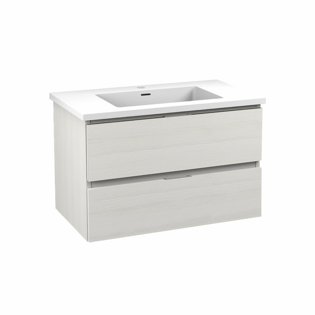 Conques 30 in W x 20 in H x 18 in D Bath Vanity in Rich White with Cultured Marble Vanity Top in White with White Basin- Anzzi