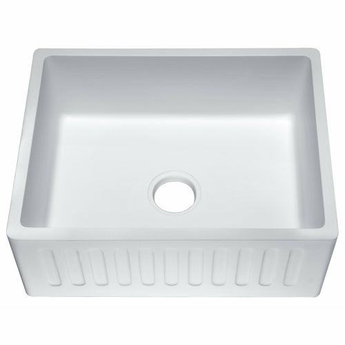 Roine Farmhouse Reversible Apron Front Solid Surface 24 in. Single Basin Kitchen Sink in White- Anzzi