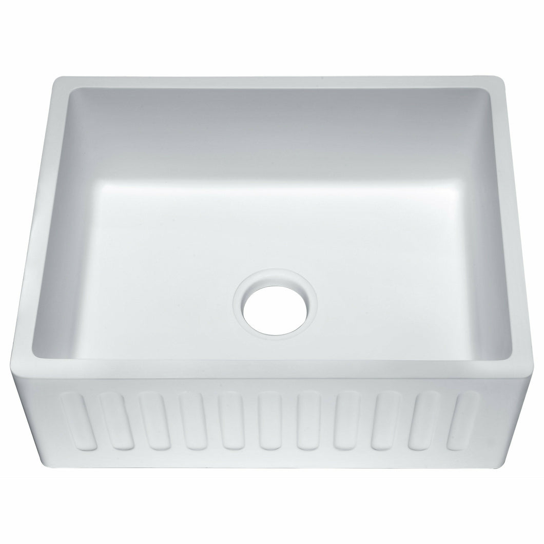 Roine Farmhouse Reversible Apron Front Solid Surface 24 in. Single Basin Kitchen Sink in White- Anzzi
