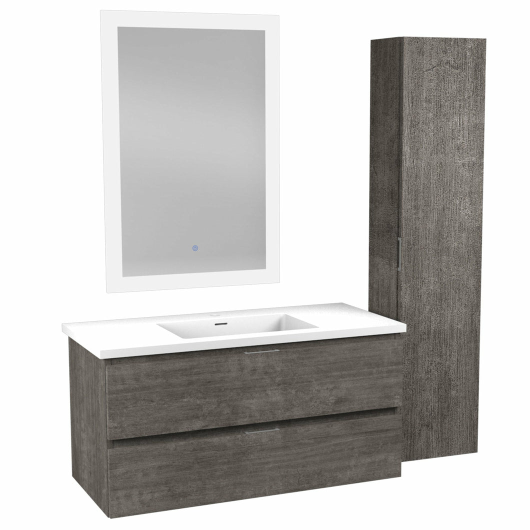 39 in. W x 20 in. H x 18 in. D Bath Vanity Set in Rich Gray with Vanity Top in White with White Basin and Mirror- Anzzi