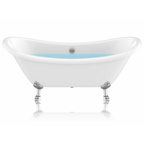 69.29” Belissima Double Slipper Acrylic Claw Foot Tub in White- Anzzi