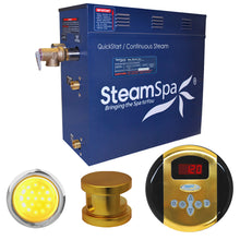 Load image into Gallery viewer, SteamSpa Indulgence 7.5 KW QuickStart Acu-Steam Bath Generator Package in Polished Gold- SteamSpa