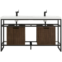 Load image into Gallery viewer, James Martin Boston 63&quot; Matte Black Stainless Steel Sink Console (Double Basins) With Cabinet- James Martin