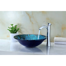 Load image into Gallery viewer, Key Series Deco-Glass Vessel Sink in Lustrous Blue and Black- Anzzi