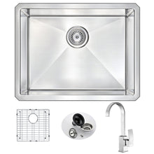 Load image into Gallery viewer, VANGUARD Undermount 23 in. Single Bowl Kitchen Sink with Opus Faucet in Brushed Nickel- Anzzi
