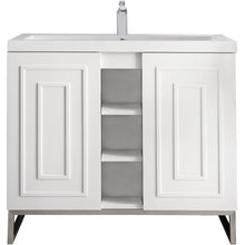 Load image into Gallery viewer, James Martin Alicante&#39; 39.5&quot; Glossy White-Brushed Nickel Single Vanity Cabinet- James Martin