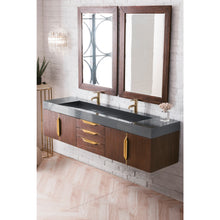 Load image into Gallery viewer, James Martin Mercer Island 72&quot; Coffee Oak - Radiant Gold Double Vanity
