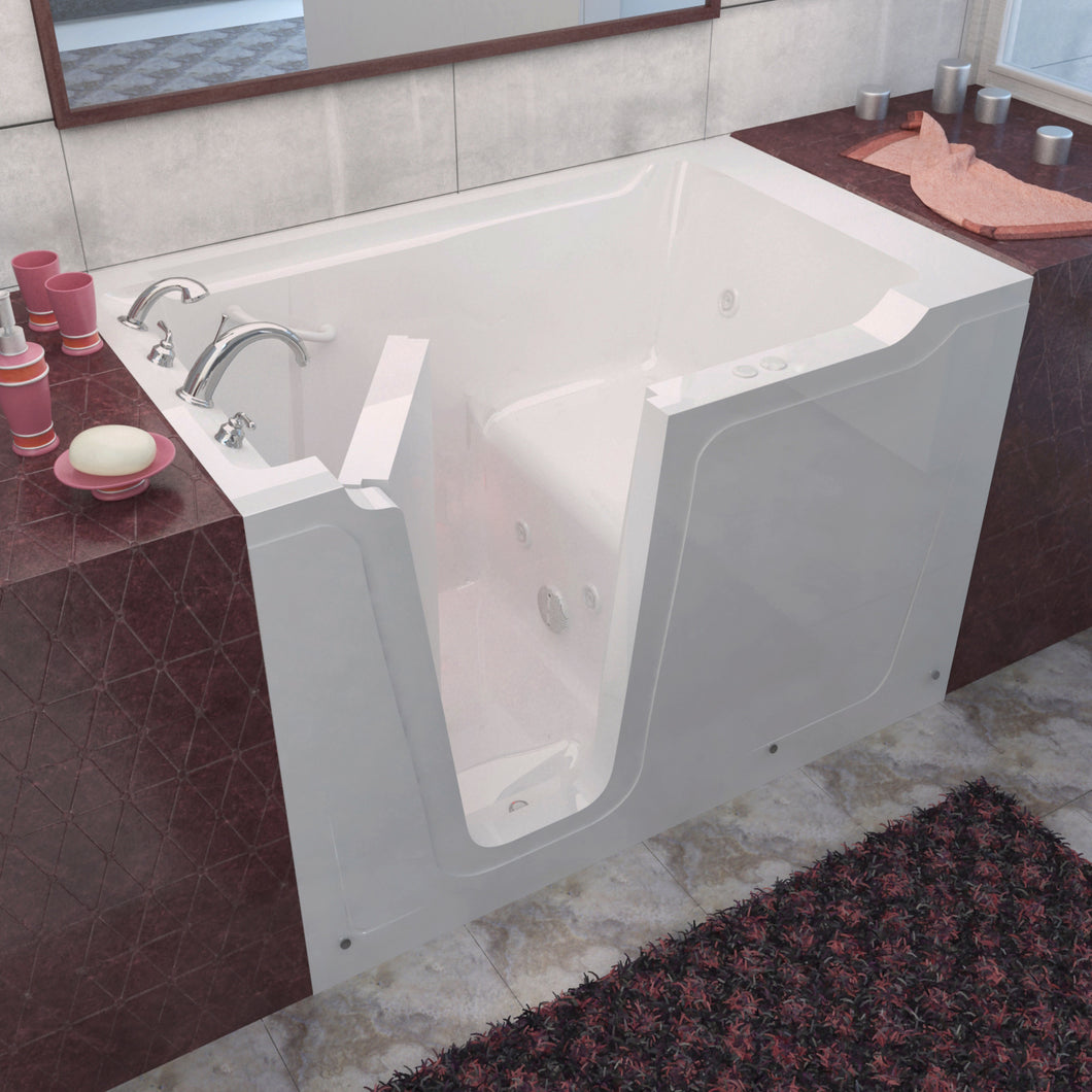 MediTub Walk-In 36 x 60 Left Drain White Whirlpool Jetted Walk-In Bathtub- Meditub