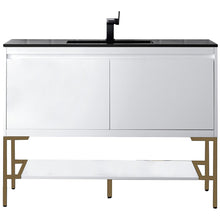 Load image into Gallery viewer, James Martin Milan 47.3&quot; Glossy White - Radiant Gold Single Vanity- James Martin