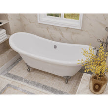 Load image into Gallery viewer, 69.29” Belissima Double Slipper Acrylic Claw Foot Tub in White- Anzzi