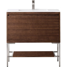 Load image into Gallery viewer, James Martin Milan 35.4&quot; Mid Century Walnut - Brushed Nickel Single Vanity- James Martin