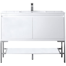 Load image into Gallery viewer, James Martin Milan 47.3&quot; Glossy White - Brushed Nickel Single Vanity- James Martin
