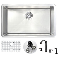 Load image into Gallery viewer, VANGUARD Undermount 30 in. Single Bowl Kitchen Sink with Soave Faucet in Oil Bronze- Anzzi