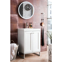 Load image into Gallery viewer, James Martin Chianti 24&quot; Glossy White - Brushed Nickel Single Vanity