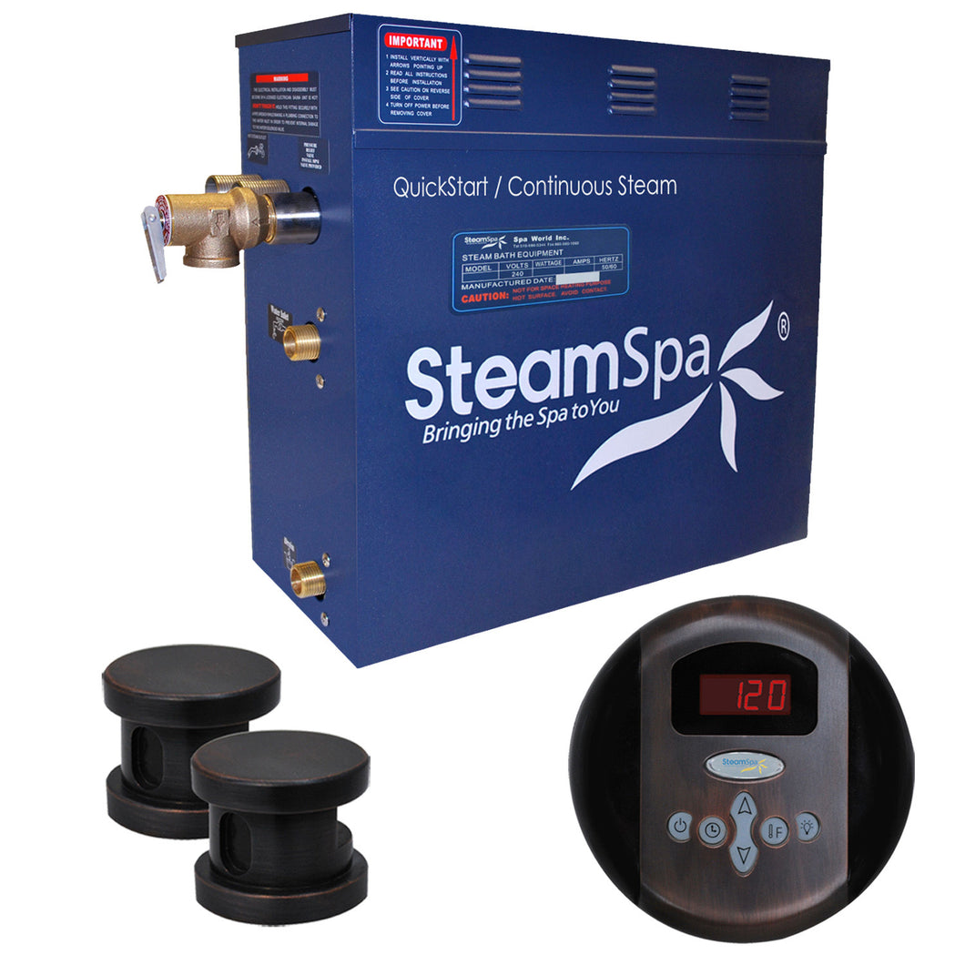SteamSpa Oasis 10.5 KW QuickStart Acu-Steam Bath Generator Package in Oil Rubbed Bronze- SteamSpa