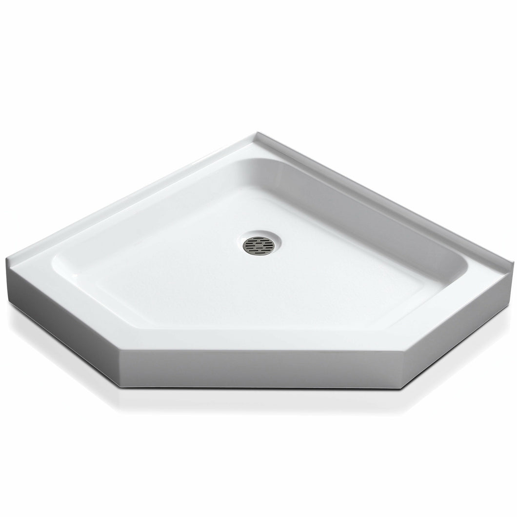 Randi 36 in. x 36 in. Neo-Angle Double Threshold Shower Base in White- Anzzi