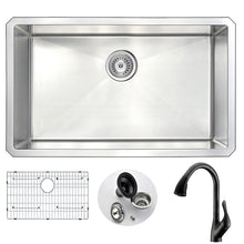 Load image into Gallery viewer, VANGUARD Undermount 30 in. Single Bowl Kitchen Sink with Accent Faucet in Oil Bronze- Anzzi