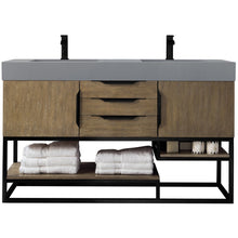 Load image into Gallery viewer, James Martin Columbia 59&quot; Latte Oak - Matte Black Double Vanity- James Martin