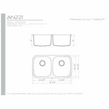Load image into Gallery viewer, Moore Undermount Stainless Steel 32 in. 0-Hole 50/50 Double Bowl Kitchen Sink in Brushed Satin- Anzzi