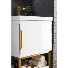 Load image into Gallery viewer, James Martin Columbia 24&quot; Glossy White - Radiant Gold Single Vanity
