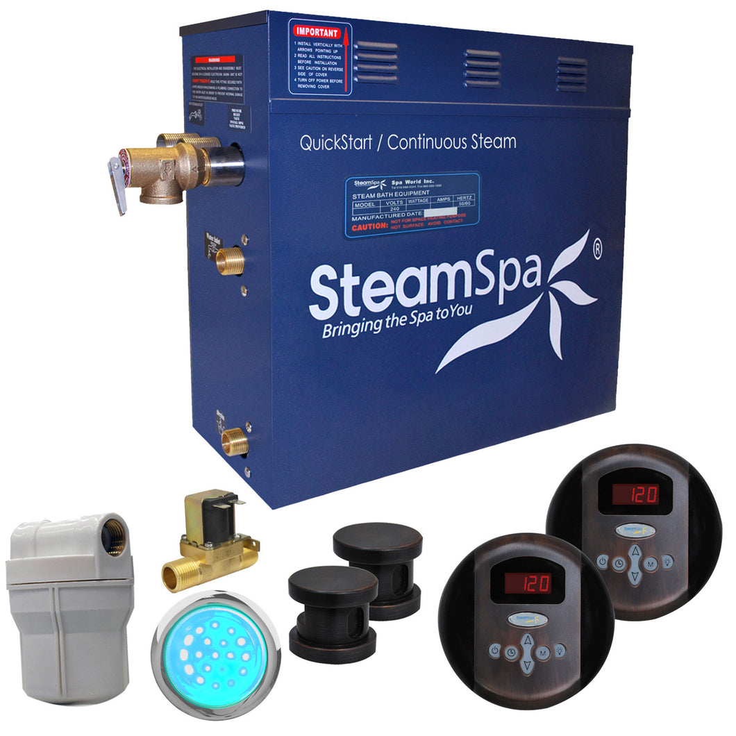 SteamSpa Royal 12 KW QuickStart Acu-Steam Bath Generator Package with Built-in Auto Drain in Oil Rubbed Bronze- SteamSpa