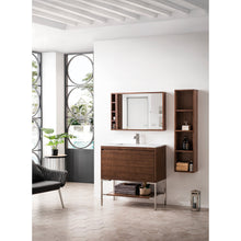 Load image into Gallery viewer, James Martin Milan 35.4&quot; Mid Century Walnut - Brushed Nickel Single Vanity
