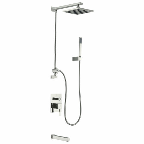 Byne 1-Handle 1-Spray Tub and Shower Faucet with Sprayer Wand in Brushed Nickel- Anzzi