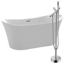 Load image into Gallery viewer, Eft 67 in. Acrylic Flatbottom Non-Whirlpool Bathtub in White with Havasu Faucet in Brushed Nickel- Anzzi
