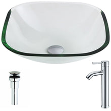 Load image into Gallery viewer, Cadenza Series Deco-Glass Vessel Sink in Lustrous Clear with Fann Faucet in Chrome- Anzzi