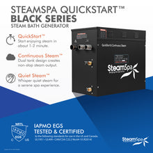 Load image into Gallery viewer, Black Series Wifi and Bluetooth 10.5kW QuickStart Steam Bath Generator Package in Matte Black- SteamSpa