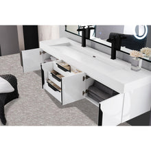 Load image into Gallery viewer, James Martin Mercer Island 72&quot; Glossy White - Matte Black Double Vanity