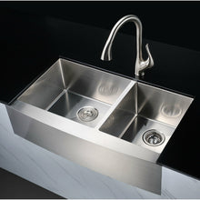 Load image into Gallery viewer, Elysian Farmhouse Stainless Steel 36 in. 0-Hole 60/40 Double Bowl Kitchen Sink in Brushed Satin- Anzzi