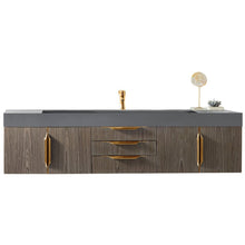 Load image into Gallery viewer, James Martin Mercer Island 72&quot; Ash Gray - Radiant Gold Single Vanity- James Martin