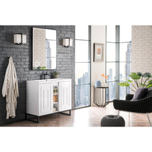 Load image into Gallery viewer, James Martin Alicante&#39; 39.5&quot; Glossy White-Matte Black Single Vanity Cabinet