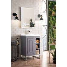 Load image into Gallery viewer, James Martin Alicante&#39; 24&quot; Grey Smoke-Brushed Nickel Single Vanity Cabinet