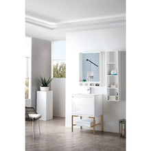 Load image into Gallery viewer, James Martin Milan 23.6&quot; Glossy White - Radiant Gold Single Vanity with Base