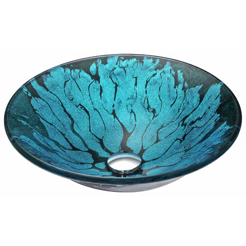 Telina Series Deco-Glass Vessel Sink in Lustrous Blue and Black- Anzzi