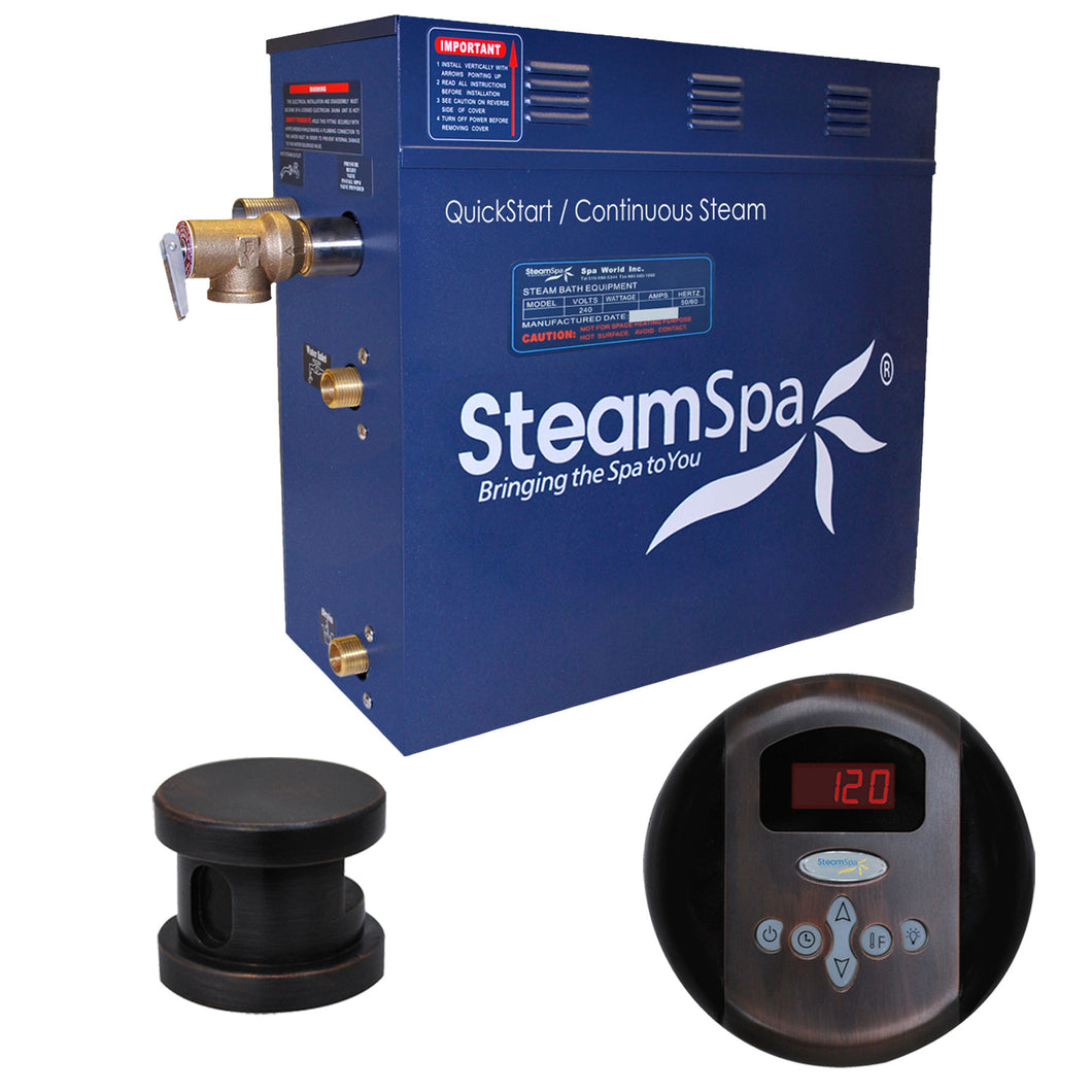 SteamSpa Oasis 4.5 KW QuickStart Acu-Steam Bath Generator Package in Oil Rubbed Bronze- SteamSpa