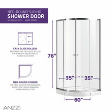 Load image into Gallery viewer, Mare 35 in. x 76 in. Framed Shower Enclosure with TSUNAMI GUARD in Polished Chrome- Anzzi