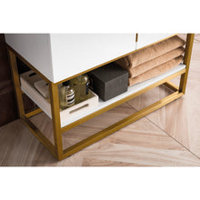 Load image into Gallery viewer, James Martin Columbia 31.5&quot; Glossy White - Radiant Gold Single Vanity