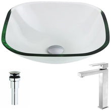 Load image into Gallery viewer, Cadenza Series Deco-Glass Vessel Sink in Lustrous Clear with Enti Faucet in Brushed Nickel- Anzzi