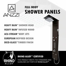 Load image into Gallery viewer, Rite 60.75 in. 28-Jetted Full Body Shower Panel with Heavy Rain Shower and Spray Wand in Mahogany Style Deco-Glass- Anzzi