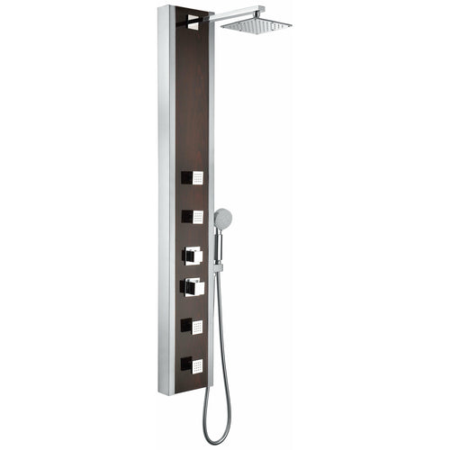 Monsoon 57 in. 4-Jetted Full Body Shower Panel with Heavy Rain Shower and Spray Wand in Mahogany Style Deco-Glass- Anzzi