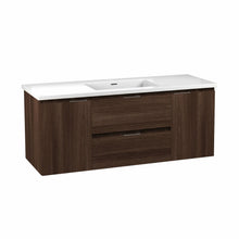 Load image into Gallery viewer, Conques 48 in W x 20 in H x 18 in D Bath Vanity in Dark Brown with Cultured Marble Vanity Top in White with White Basin- Anzzi