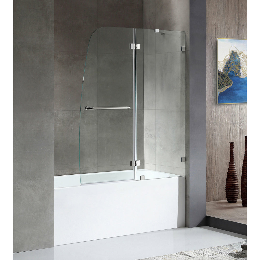 Anzzi 5 ft. Acrylic Right Drain Rectangle Tub in White With 48 in. by 58 in. Frameless Hinged Tub Door in Chrome- Anzzi