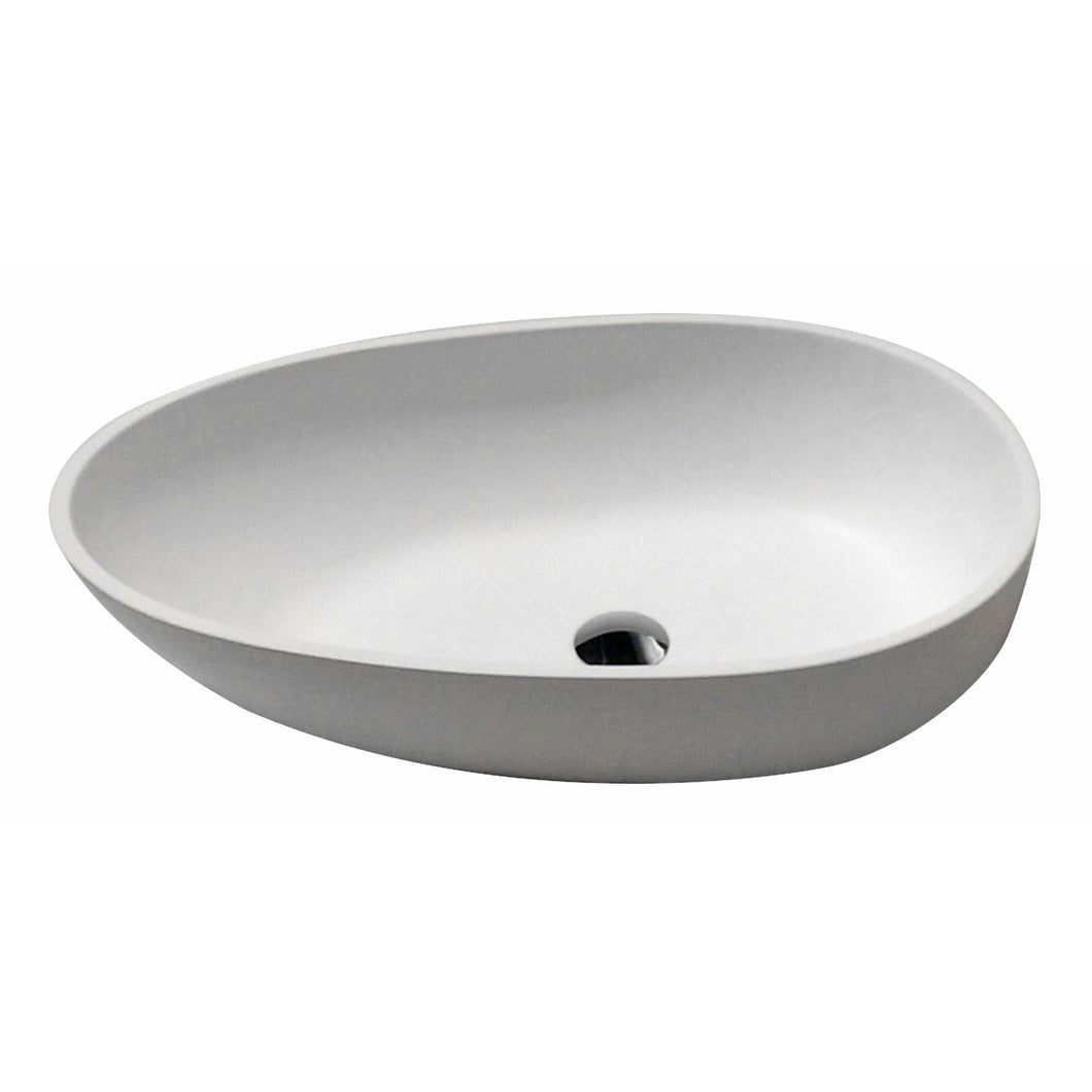 Trident One Piece Solid Surface Vessel Sink in Matte White- Anzzi